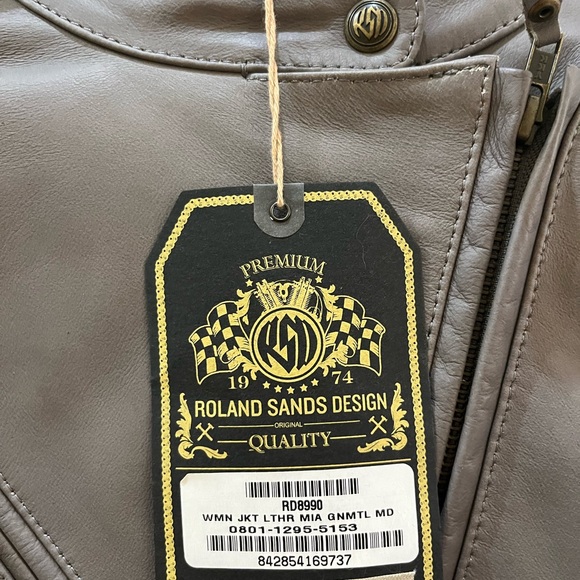 Roland Sands Designs RSD Mia Leather Motorcycle Jacket Gunmetal Women's Medium - Picture 3 of 8